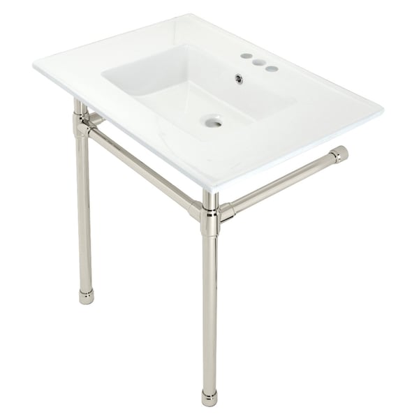Fauceture KVPB31227W46 Dreyfuss 31" Console Sink W/SS Leg (4", 3 Hole), Wht/Nickel KVPB31227W46 - main